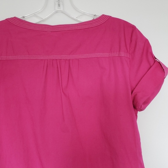 Talbots Pink Short Sleeved Rolled Sleeve Top Blouse with Pockets - Picture 6 of 6